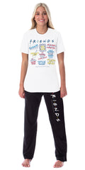 Friends TV Show Womens' Sayings Pivot Smelly Cat Sleep Pajama Set (Medium)