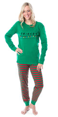 Friends The TV Show Series Christmas Lights Logo Tight Fit Holiday Matching Family Pajamas (Adult, Large)