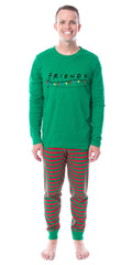 Friends The TV Show Series Christmas Lights Logo Tight Fit Holiday Matching Family Pajamas (Adult, Large)