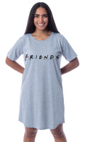 Friends TV Show Womens' Classic Logo Nightgown Sleep Pajama Shirt (Medium)