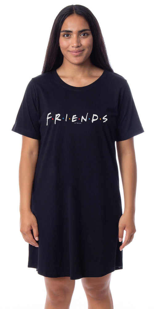 Friends The Television Series Womens' TV Show Title Logo Nightgown Sleep Pajama Shirt (Large)