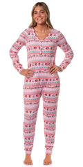 Friends TV Show Women's Christmas Holiday Ugly Sweater Waffle Union Suit One Piece Long Sleeve Footless Sleep Pajamas