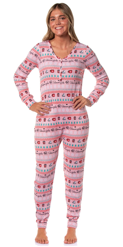 Friends TV Show Women's Christmas Union Suit One Piece Footless Sleep Pajamas