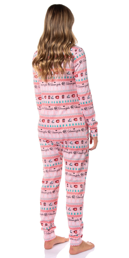 Gilmore Girls Women's Christmas Waffle Union Suit One Piece Sleep Pajamas