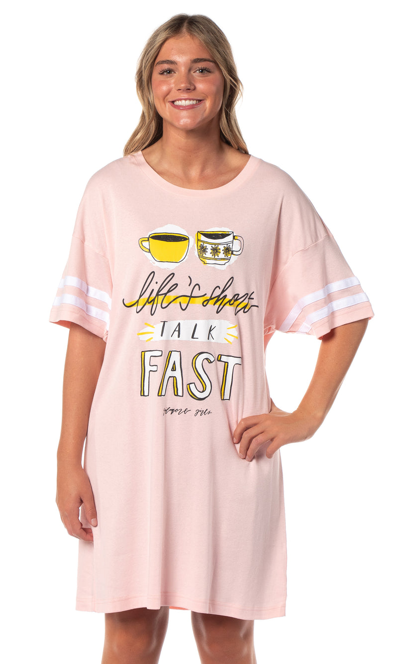 Gilmore Girls Women's Luke's Diner Life's Short Talk Fast Nightgown Pajama Shirt Dress For Adults