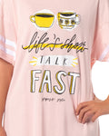 Gilmore Girls Women's Luke's Diner Life's Short Talk Fast Nightgown Pajama Shirt Dress For Adults