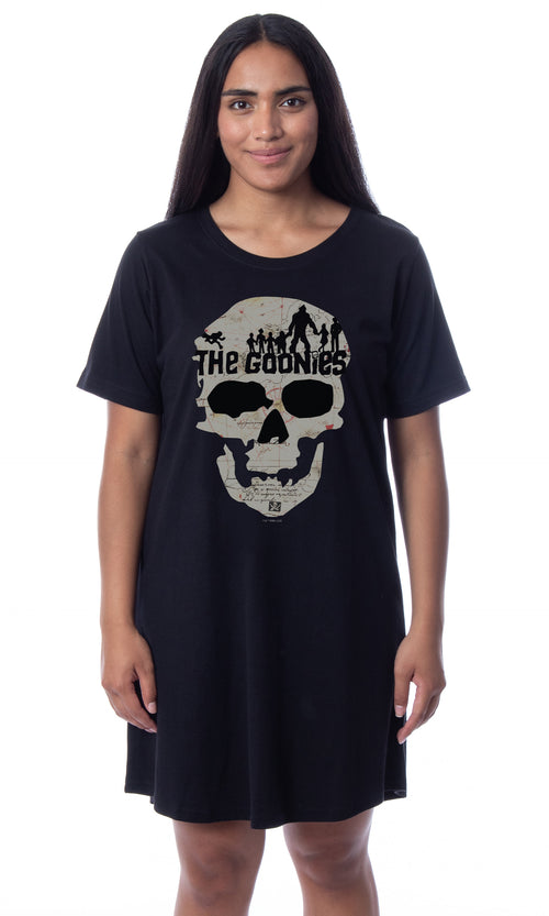 The Goonies Womens' Movie Film Skull Treasure Map Nightgown Sleep Pajama Shirt