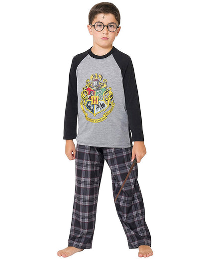 Intimo Big Boys Harry Potter Hogwarts School Crest Raglan Pajama Set