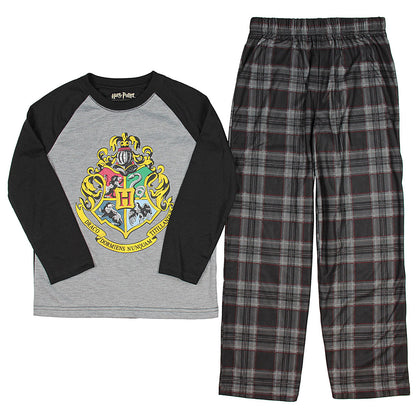 Intimo Big Boys Harry Potter Hogwarts School Crest Raglan Pajama Set