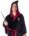 Harry Potter Adult Fleece Plush Hooded Robe - Big and Tall - Gryffindor, Slytherin, Ravenclaw, Hufflepuff, Hogwarts