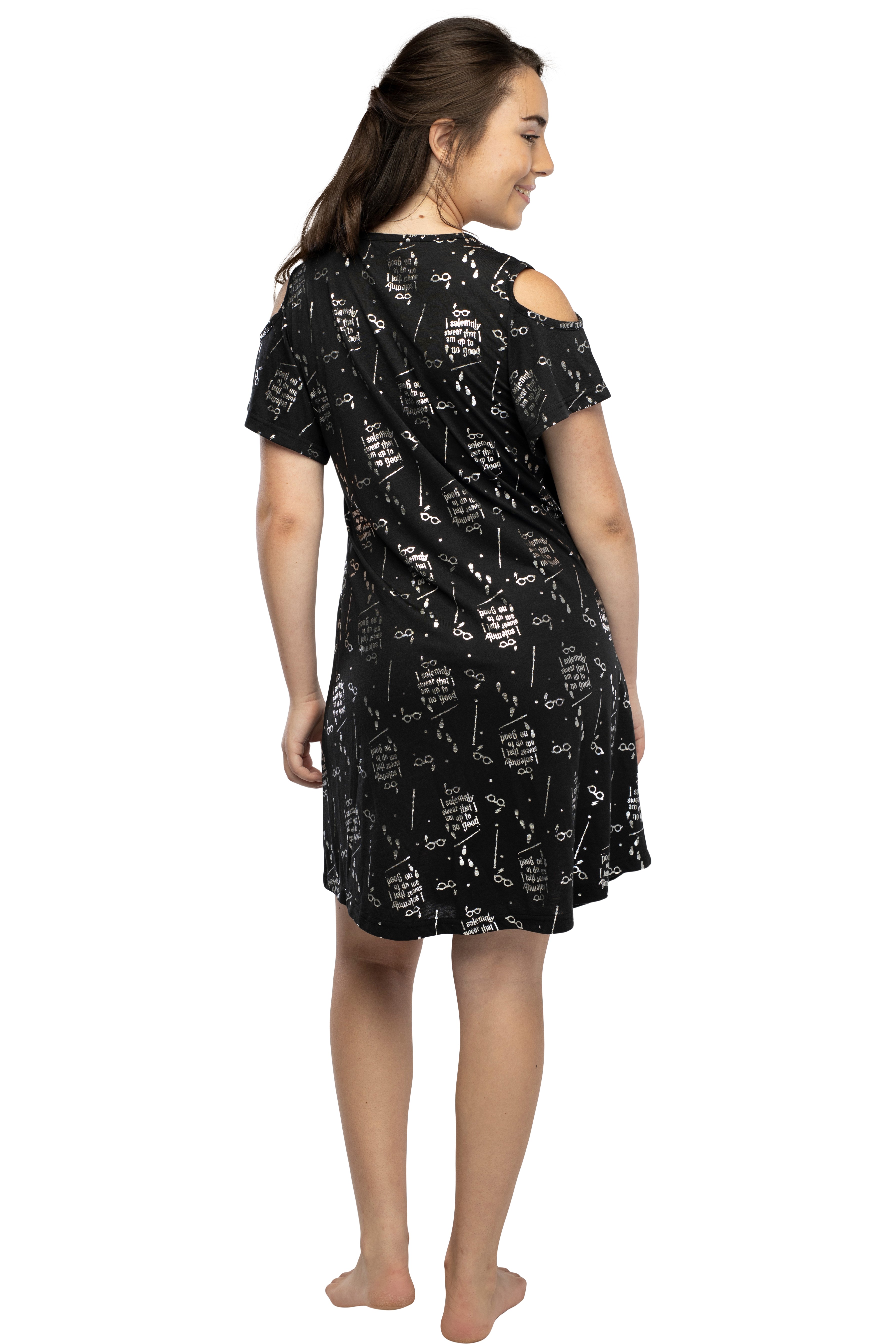 Harry Potter Women's Juniors Up to No Good Cold Shoulder Nightgown