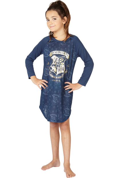 HARRY POTTER Hermione Hogwarts Logo Ravenclaw House Crest Raglan Sleepshirt Pajama Nightgown