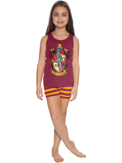 Harry Potter Girls Hogwarts House Crest Tank Top and Short Pajama 2pc Set