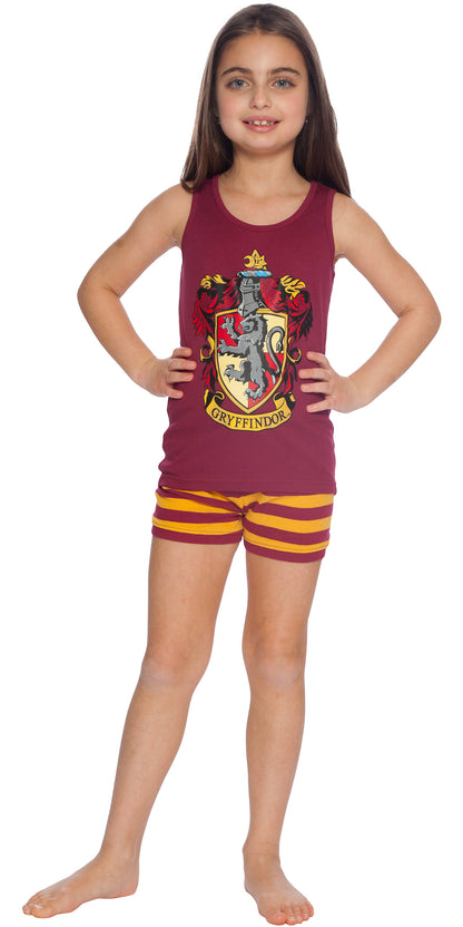 Harry Potter Girls Hogwarts House Crest Tank Top and Short Pajama 2pc Set
