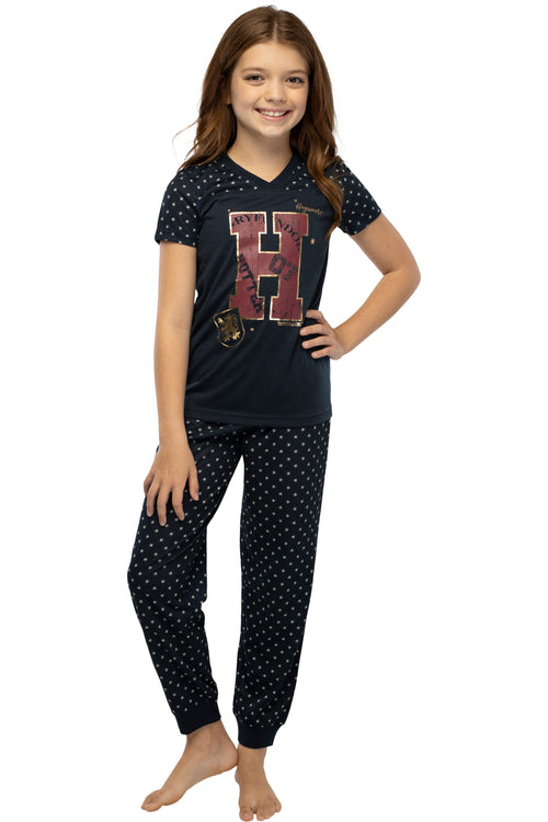 Harry Potter Girls' H Is For Harry Gryffindor Athletic Shirt And Pants 2 PC Pajama Set (X-Large)