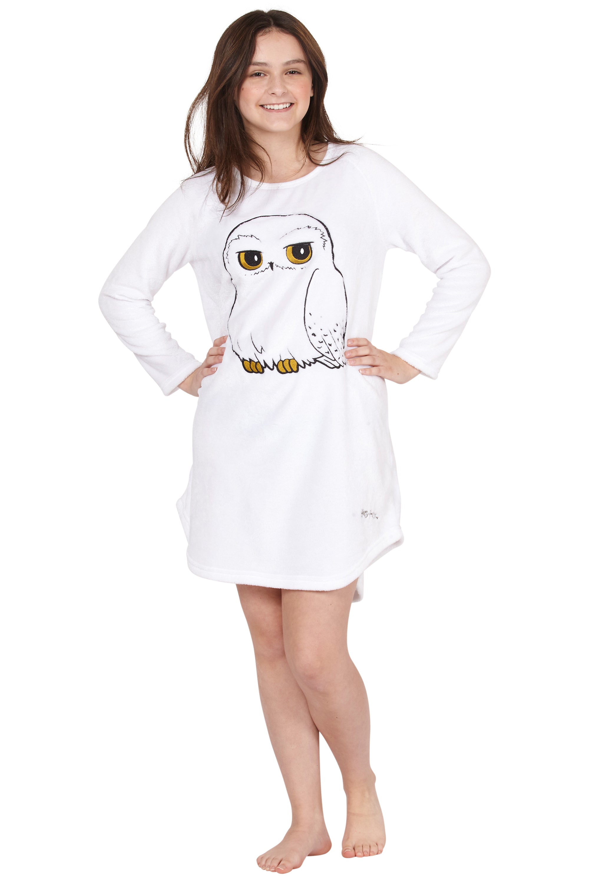 Harry Potter Pajama Girls' Hedwig Owl Micro Raschel Fleece Hi-Lo Nightgown