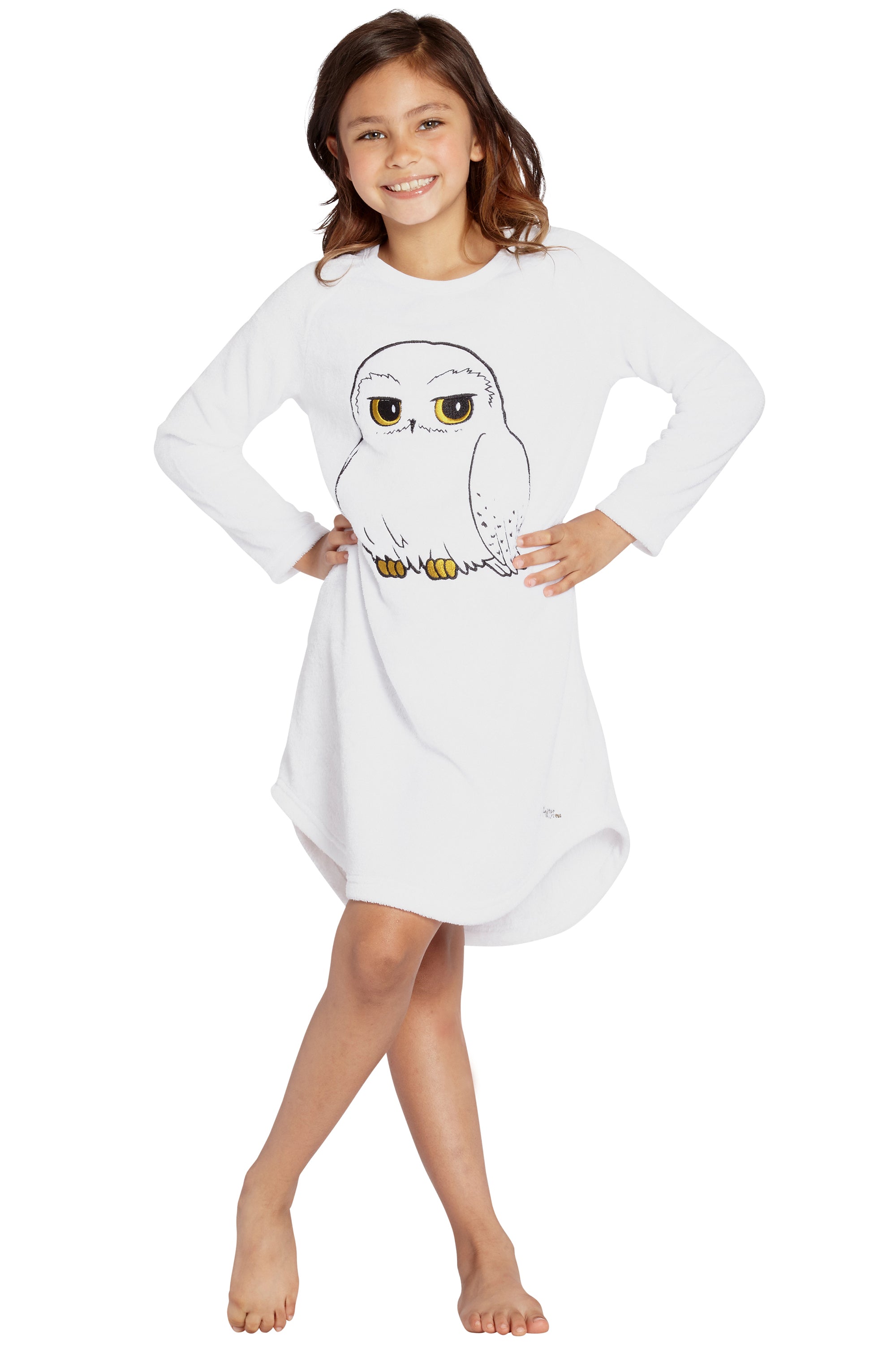 Harry Potter Pajama Girls' Hedwig Owl Micro Raschel Fleece Hi-Lo Nightgown