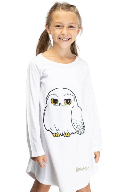 Harry Potter Pajama Girls' Hedwig Owl Micro Raschel Fleece Hi-Lo Nightgown