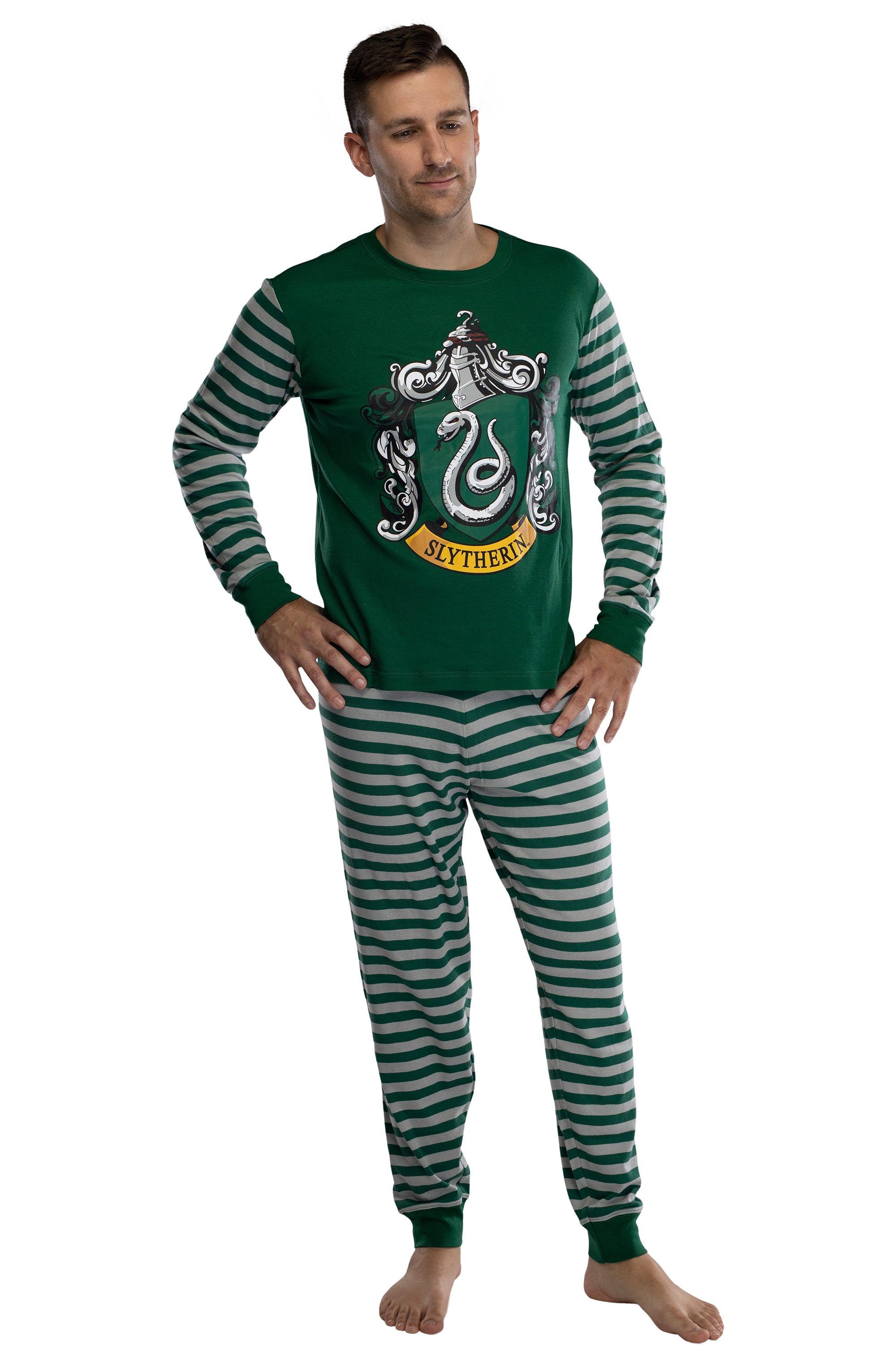 Harry Potter Hogwart's House Crest Tight Fit Adult Cotton Pajama Slytherin LG