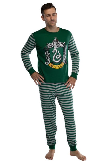 Harry Potter Hogwart's House Crest Tight Fit Adult Cotton Pajama Slytherin SM