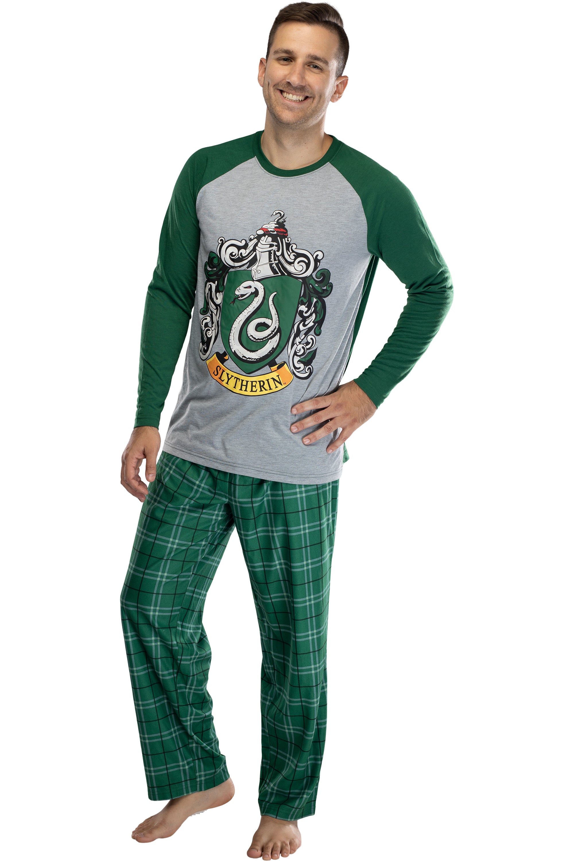 Harry Potter Men's Raglan Shirt And Plaid Pants Pajama Set