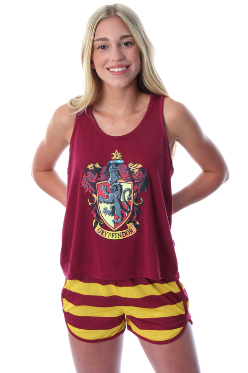 Harry Potter Women's Hogwarts House Crest Racerback Tank and Shorts Pajama Lounge Set