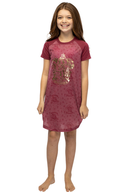 Harry Potter Girls Foil Print Hogwarts Raglan Nightgown