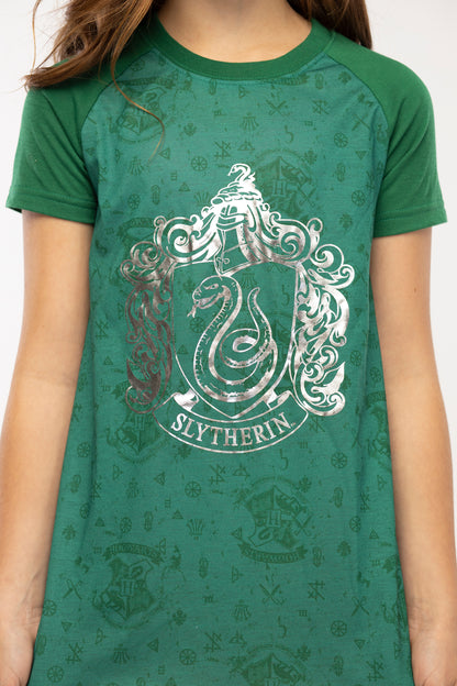 Harry Potter Girls Foil Print Hogwarts Raglan Nightgown