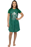 Harry Potter Women's Junior's Foil Print Hogwarts Houses Raglan Nightgown Pajama