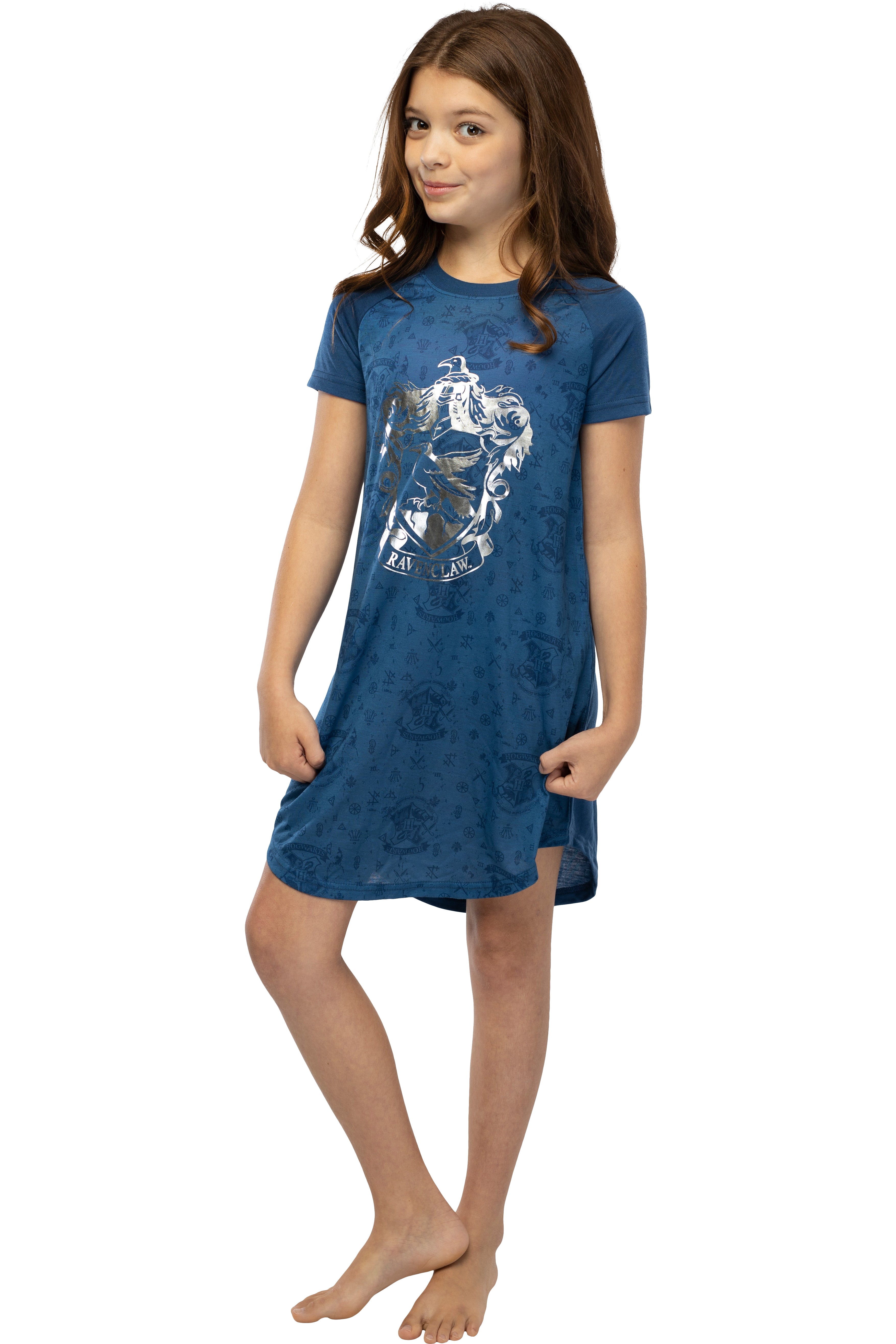 Harry Potter Girls Foil Print Hogwarts Raglan Nightgown