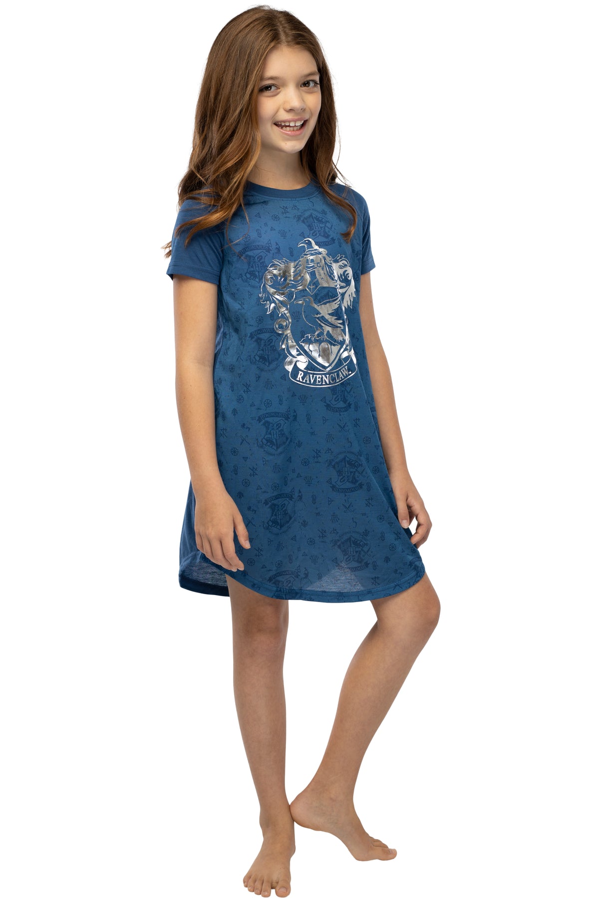Harry Potter Girls Foil Print Hogwarts Raglan Nightgown