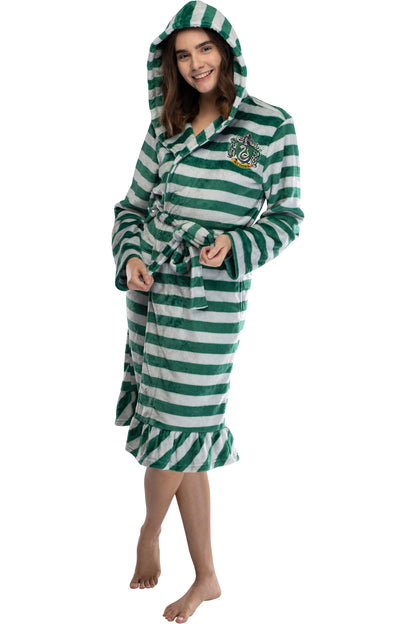 Harry Potter Juniors' Striped Hooded Plush Fleece Robe Pajama