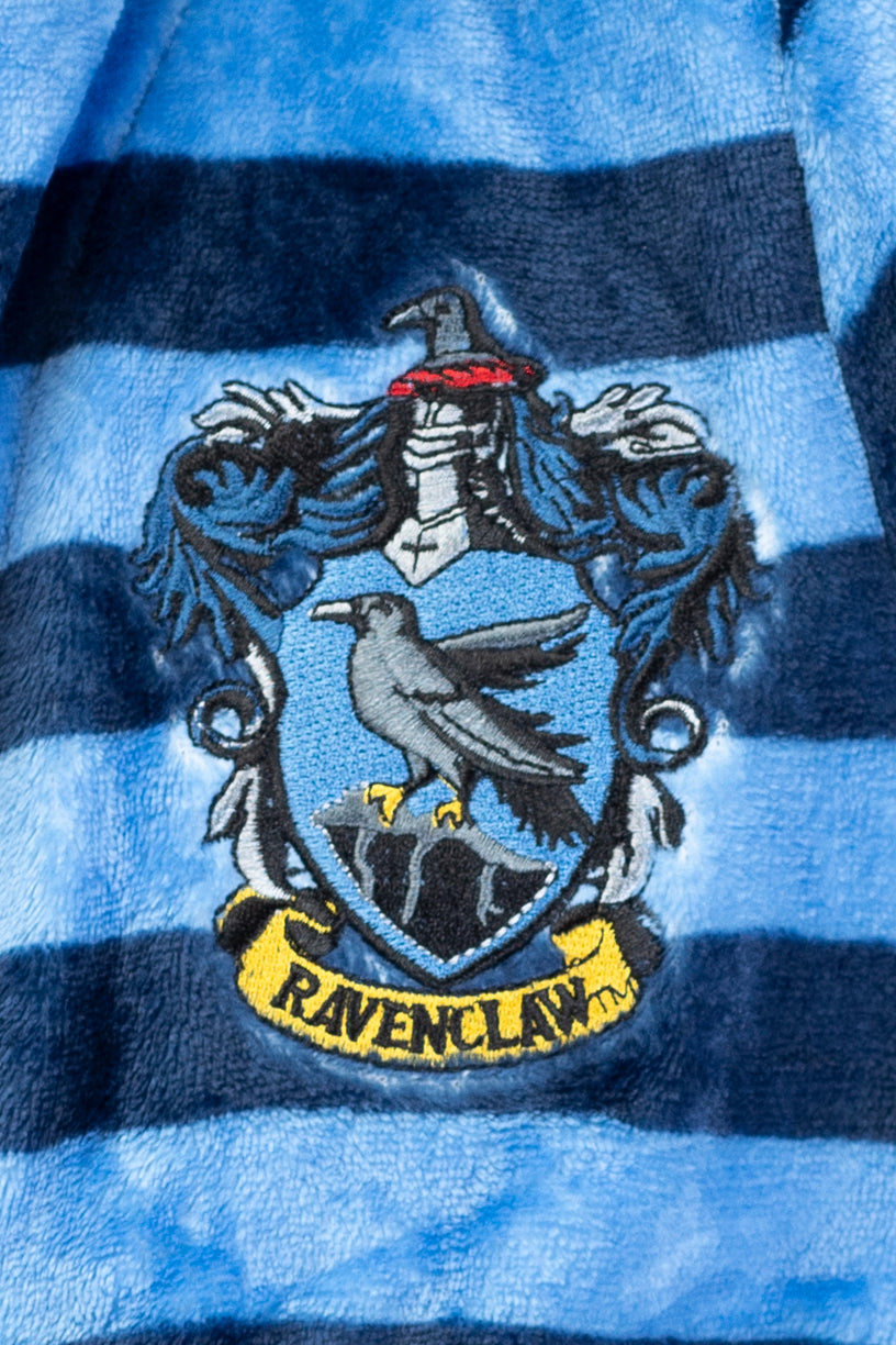 Harry Potter Juniors' Ravenclaw Striped Hooded Plush Fleece Robe (MD)