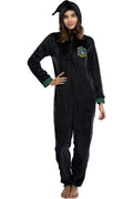 Harry Potter Juniors' Hooded One-Piece Pajama Union Suit - All 4 Houses Gryffindor, Slytherin, Ravenclaw, Hufflepuff