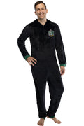 Harry Potter Men's Hooded One-Piece Pajama Union Suit - All 4 Houses Gryffindor, Slytherin, Ravenclaw, Hufflepuff