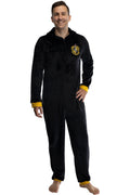 Harry Potter Men's Hooded One-Piece Pajama Union Suit - All 4 Houses Gryffindor, Slytherin, Ravenclaw, Hufflepuff