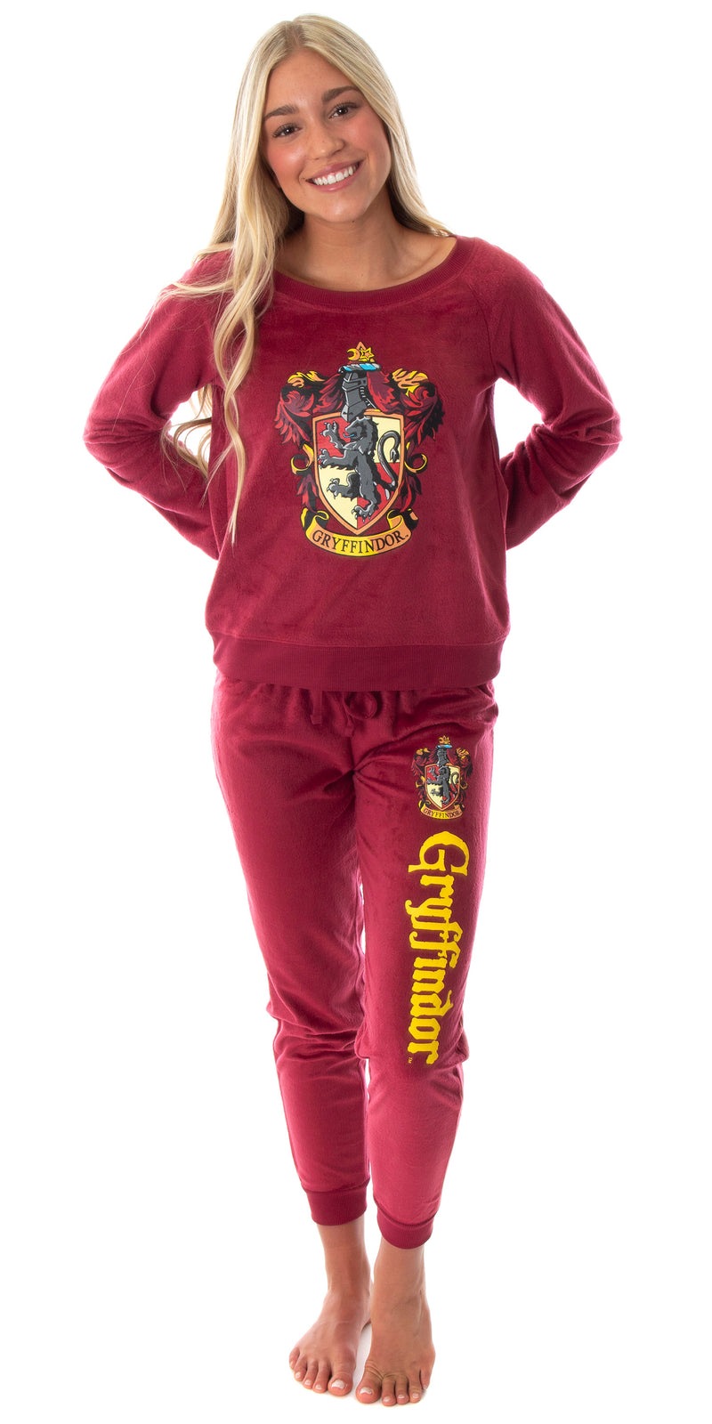 Harry Potter Juniors' Hogwart Castle House Crest Fleece Jogger Pajama Set - All 4 Houses Available