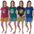 Harry Potter Women's Hogwarts Castle Shirt and Shorts Sleepwear Pajama Set  - All 4 Houses Available