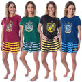 Harry Potter Women's Hogwarts Castle Hufflepuff Shirt and Shorts Sleepwear Pajama Set (Small)