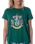 Harry Potter Women's Hogwarts Castle Slytherin Shirt and Shorts Sleepwear Pajama Set (Medium)