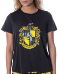 Harry Potter Women's Hogwarts Castle Hufflepuff Shirt and Shorts Sleepwear Pajama Set (Small)