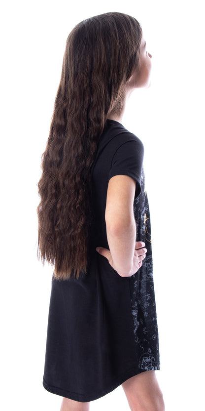 Harry Potter Girls' Hogwarts Castle Gold Foil Nightgown Pajama Sleep Top