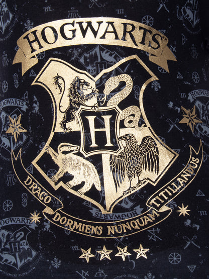 Harry Potter Girls' Hogwarts Castle Gold Foil Nightgown Pajama Sleep Top