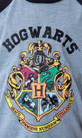 Harry Potter Pajamas Boys' Hogwarts Castle Crest Logo Raglan Shirt and Shorts 2 PC Pajama Set