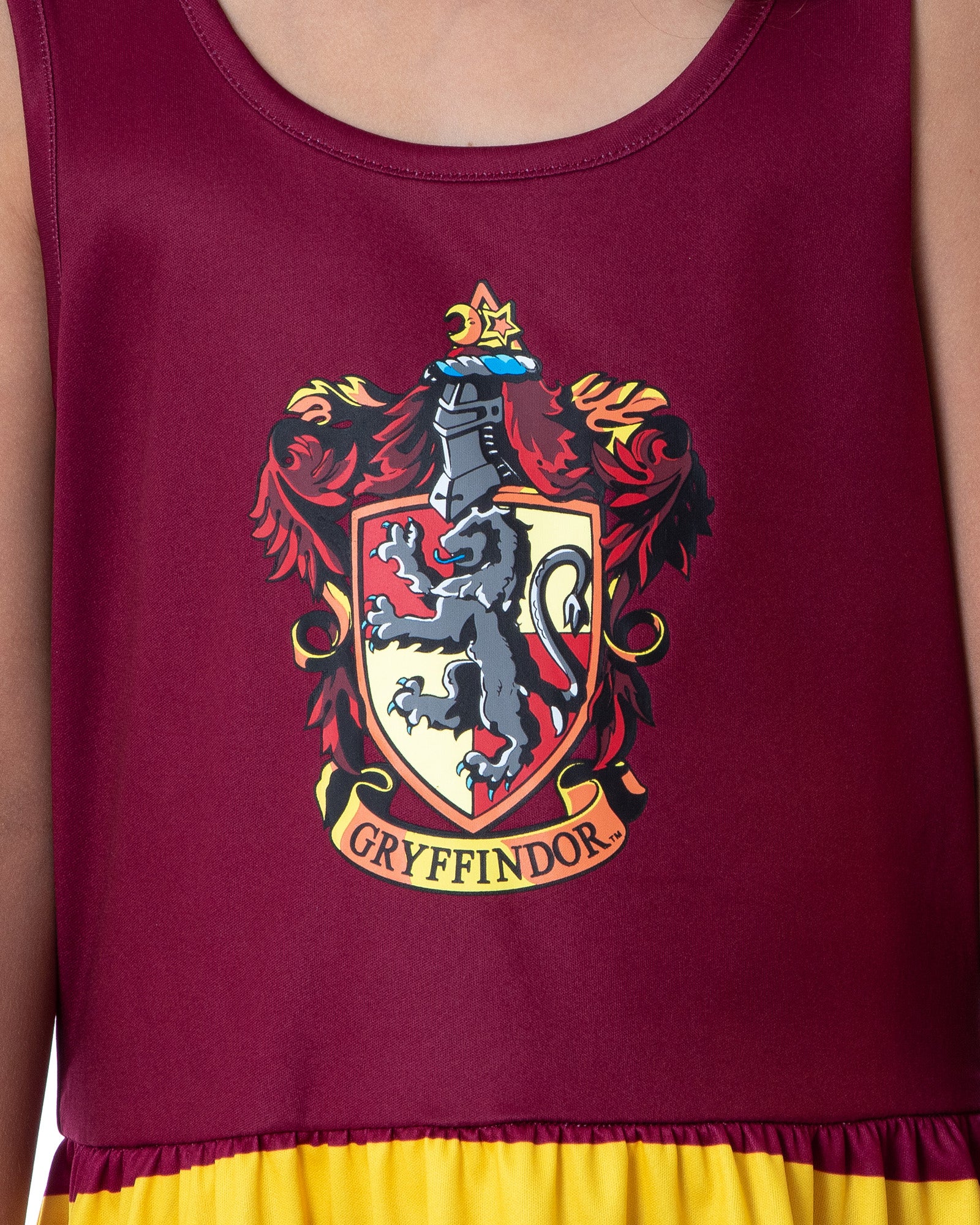 Harry Potter Girls All Houses Crest Logo Tank Stripe Nightgown, 6/6X Gryffindor