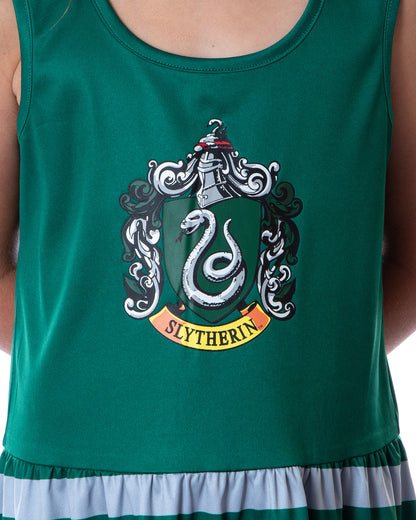 Harry Potter Girls All Houses Crest Logo Tank Stripe Accent Pajama Nightgown