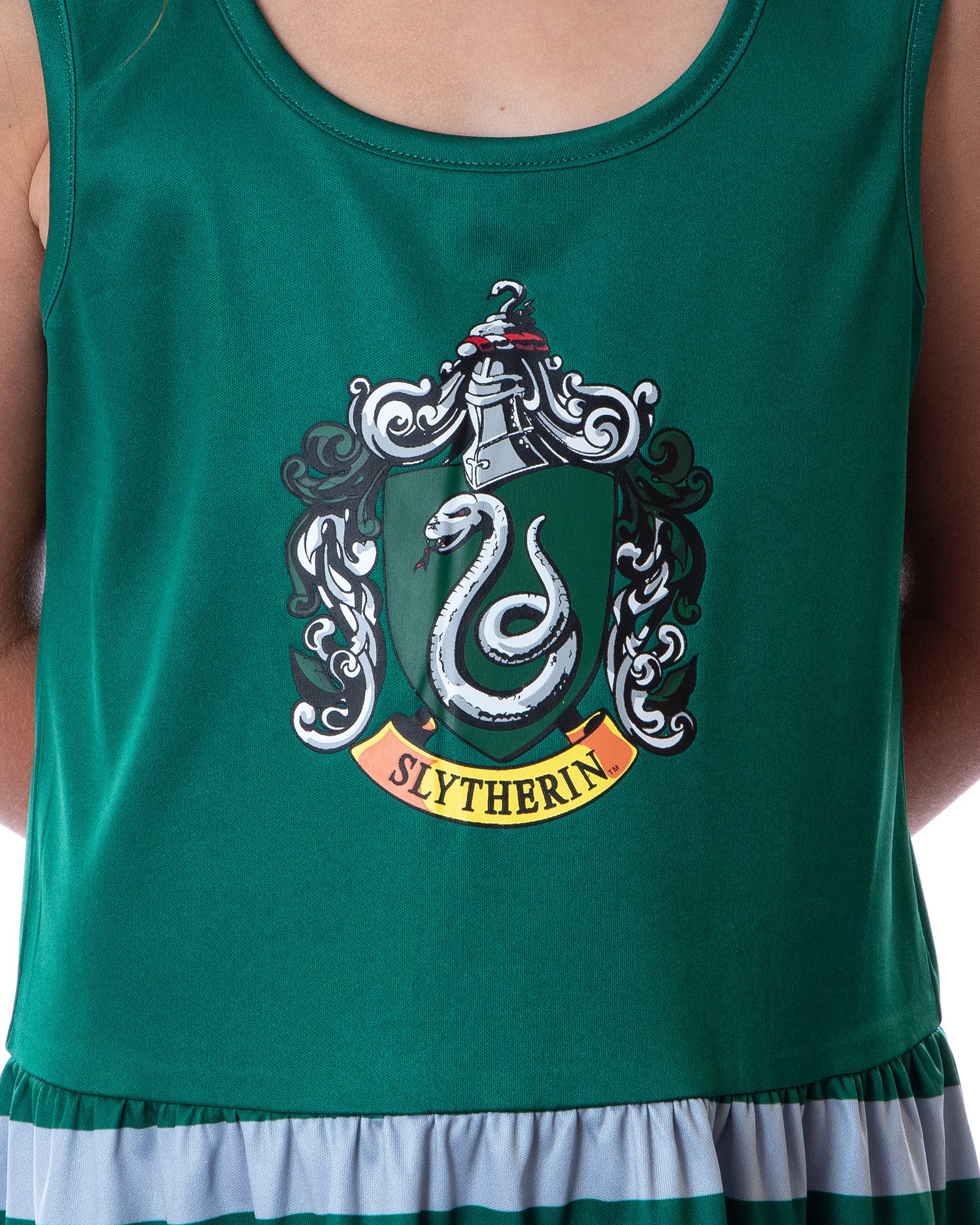 Harry Potter Girls All Houses Crest Logo Tank Stripe Accent Pajama Nightgown