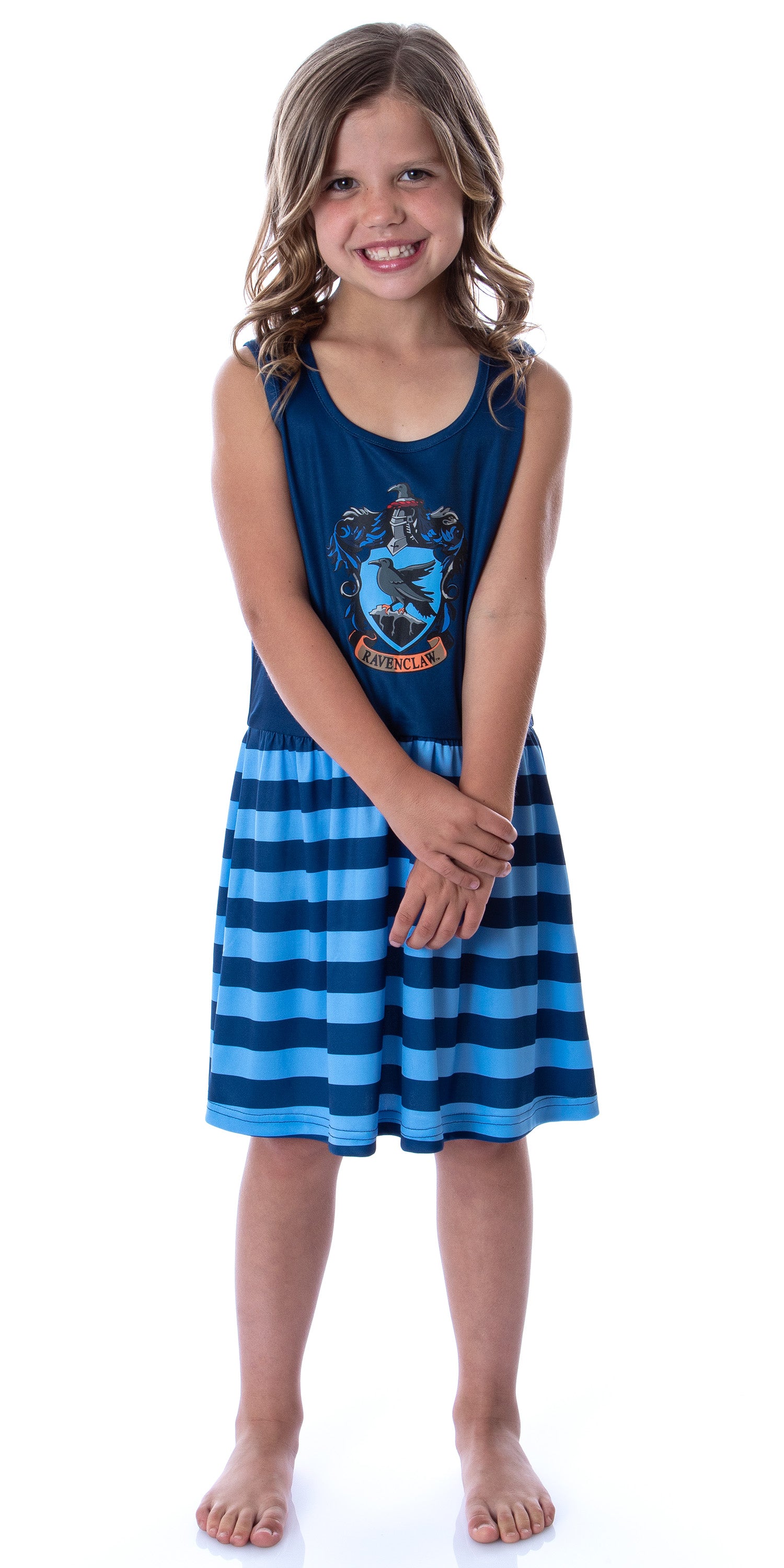 Harry Potter Girls All Houses Crest Logo Tank Stripe Accent Pajama Nightgown