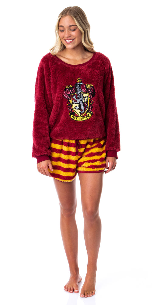 Harry Potter Womens' Sweater and Shorts Sleep Pajama Set-All Houses