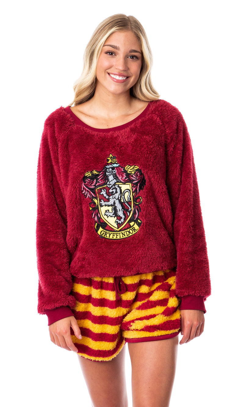 Harry Potter Womens' Sweater and Shorts Sleep Pajama Set-All Houses